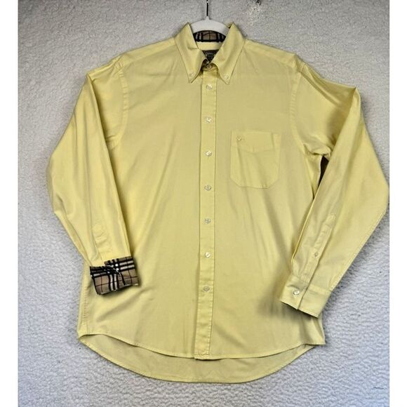 Burberry Shirt‎ Mens Medium Yellow Button Down Nova Check Long Sleeve - Picture 1 of 8
